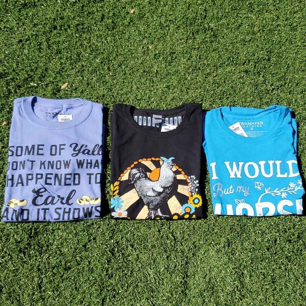 NWT 3 Funny 100% Cotton Tee Shirts Tractor Supply